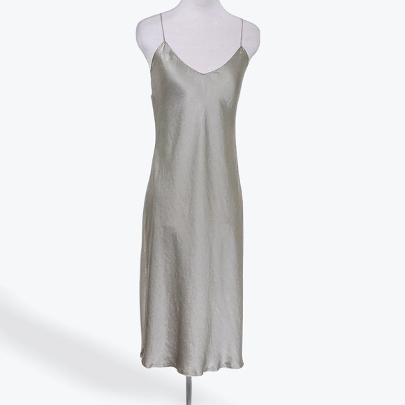 Nili Lotan Dresses & Skirts - Nili Lotan 100% Silk Bias Cut Slip Dress Silver Medium Made in USA Minimalist